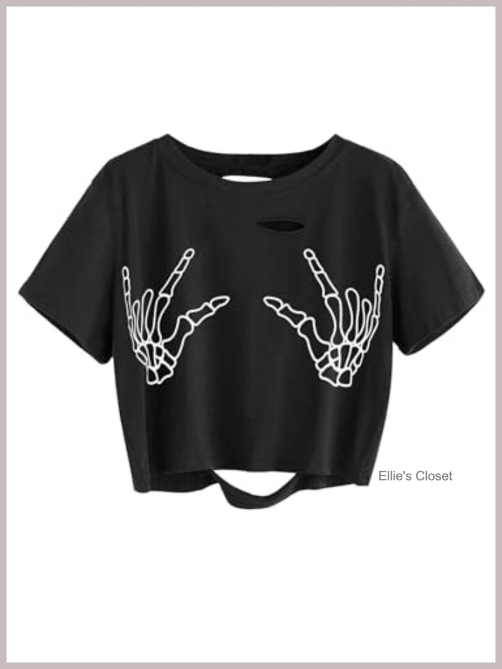 Oversized Skull Graphic Distressed Crop Tee - Soft Cotton Blend